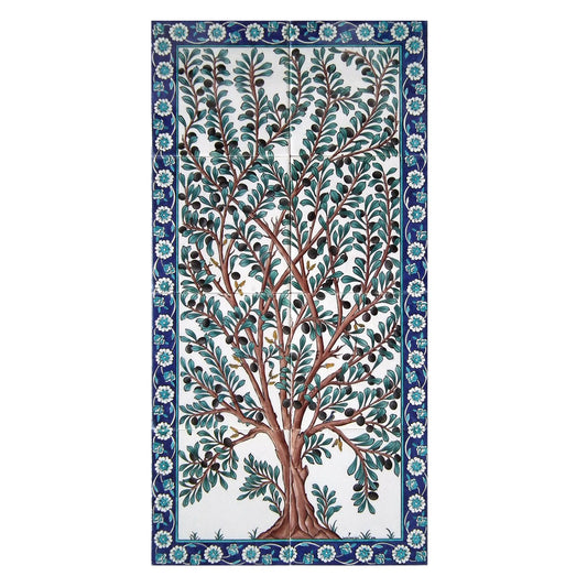 Zeytin Ağacı Desenli İznik Çini Pano - Panolar