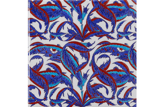 Çinide Saz Üslubu - İznik Mavi Çini