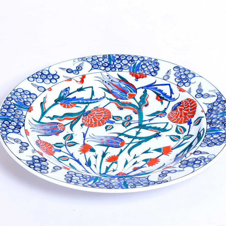 Christie’s Koleksiyonu Çiçek Desenli İznik Çinisi Tabak Replika