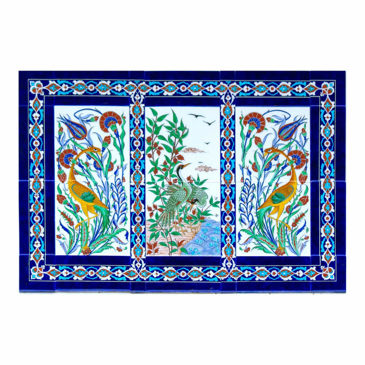 Doğadaki Kuşlar Desenli İznik Çini Pano - Panolar
