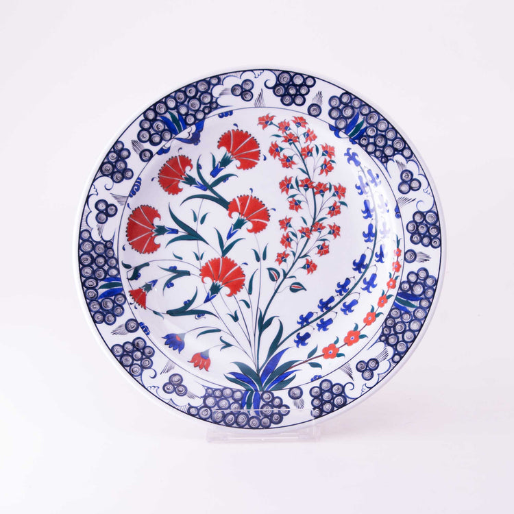 Gulbenkian Museum Carnation Patterned Iznik Ceramic Plate Replica