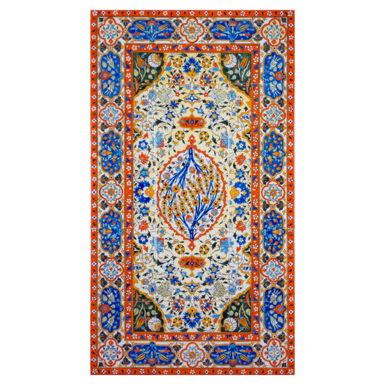 Hayat Ağacı Motifli Kilim Desenli İznik Çini Pano - Panolar