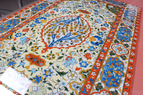 Hayat Ağacı Motifli Kilim Desenli İznik Çini Pano - Panolar
