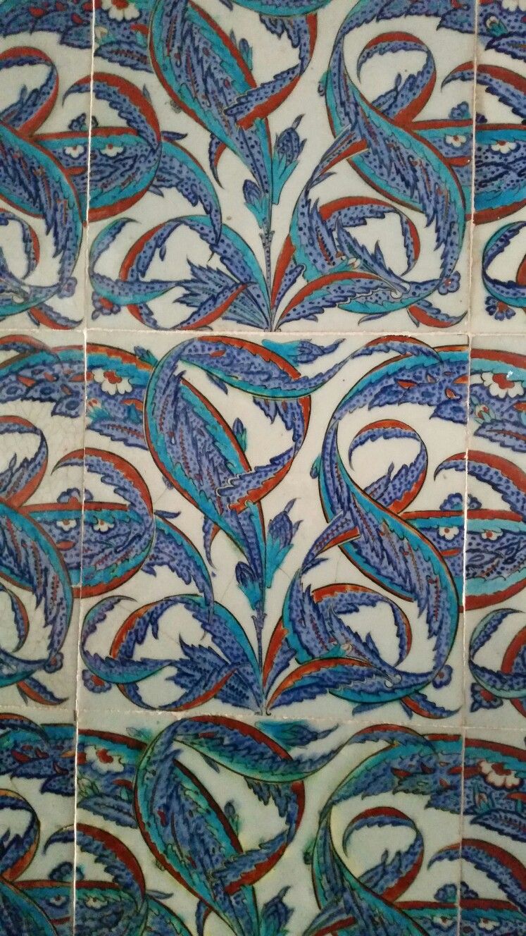 Rüstem Paşa Cami Saz Yaprağı Desenli İznik Çini Karo Replikası No:6 - Karolar
